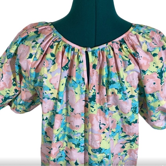 GB Square Neck Ruffle Hem Floral Poplin Dress NWOT - Picture 3 of 6